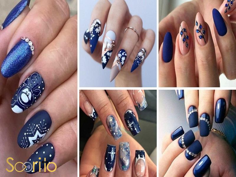 مدل جذاب ناخن سرمه ای