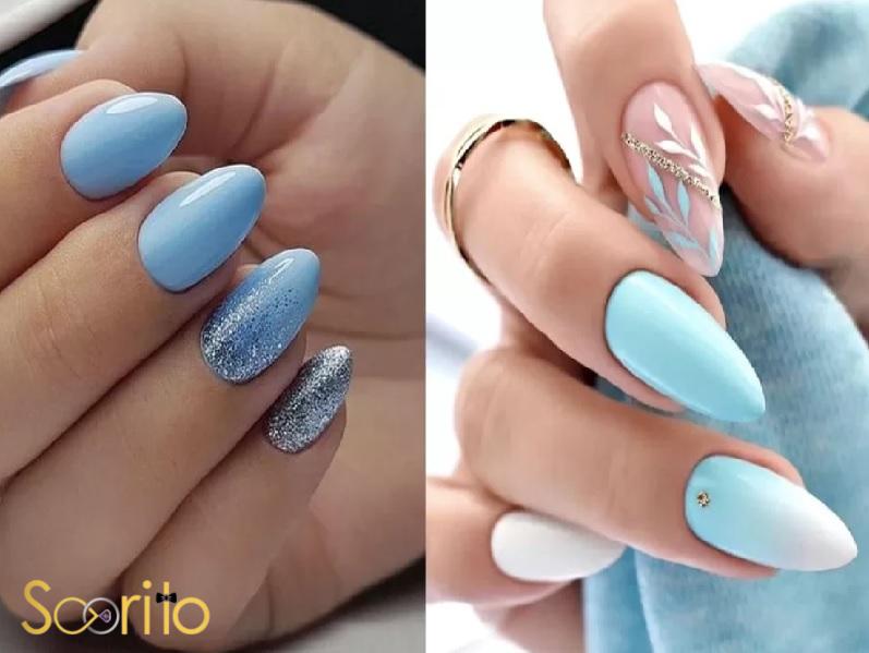 طرح ناخن آبی فیروزه ای