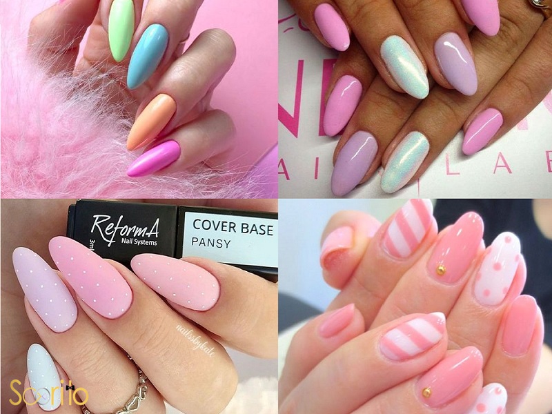 طرح ناخن صورتی پاستیلی