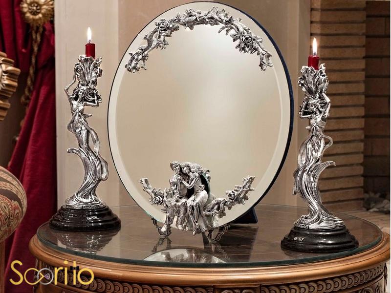 آینه شمعدون نقره